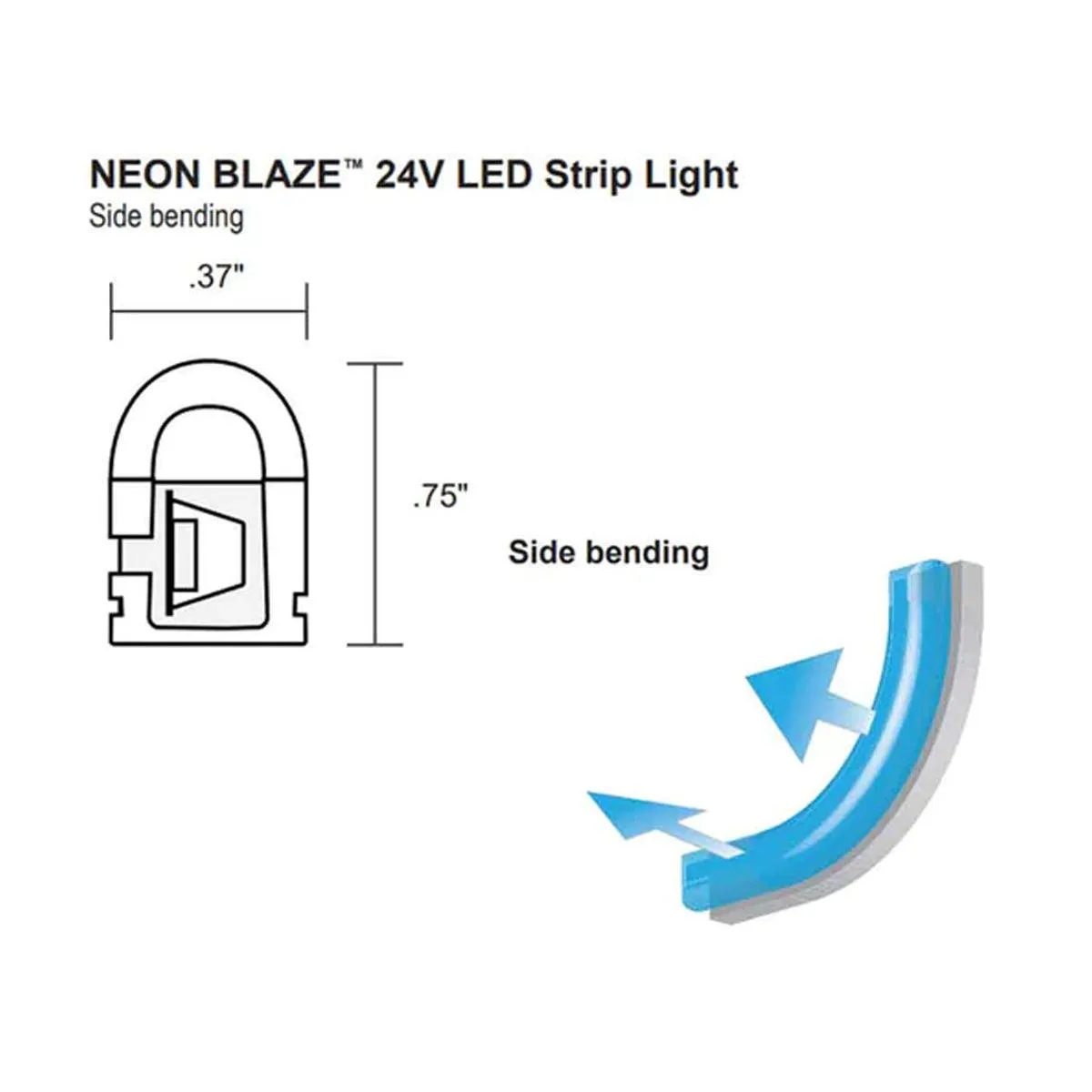 16ft Neon Blaze Flexible LED Lighting, Gold, 24V, Side Bending