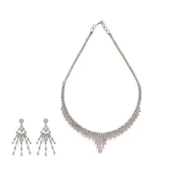 18K White Gold Diamond Necklace Set W/9.45ct VVS Diamonds & Avant Garde Design