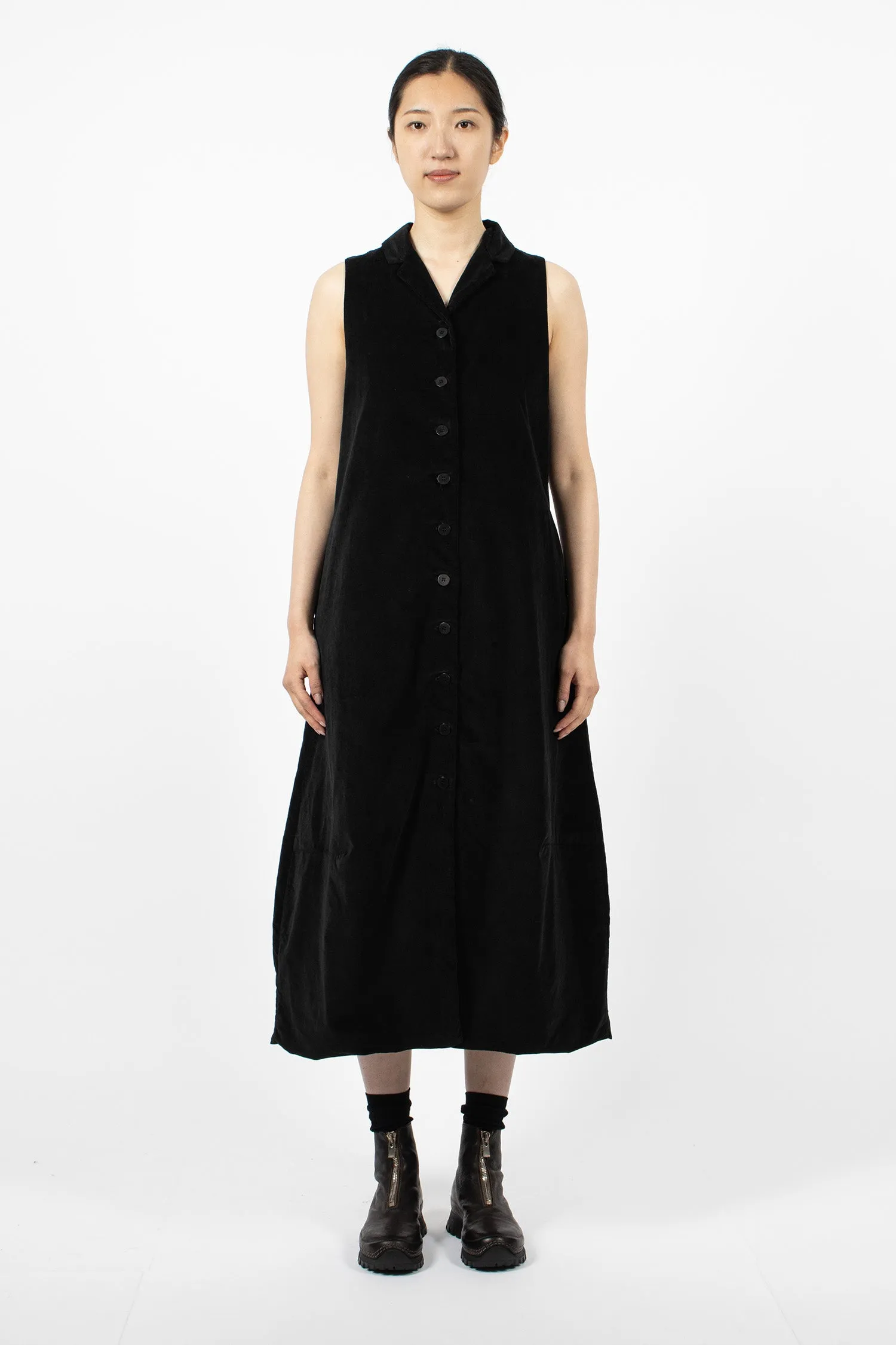 31_211 Velvet Long Sleeveless Dress Black