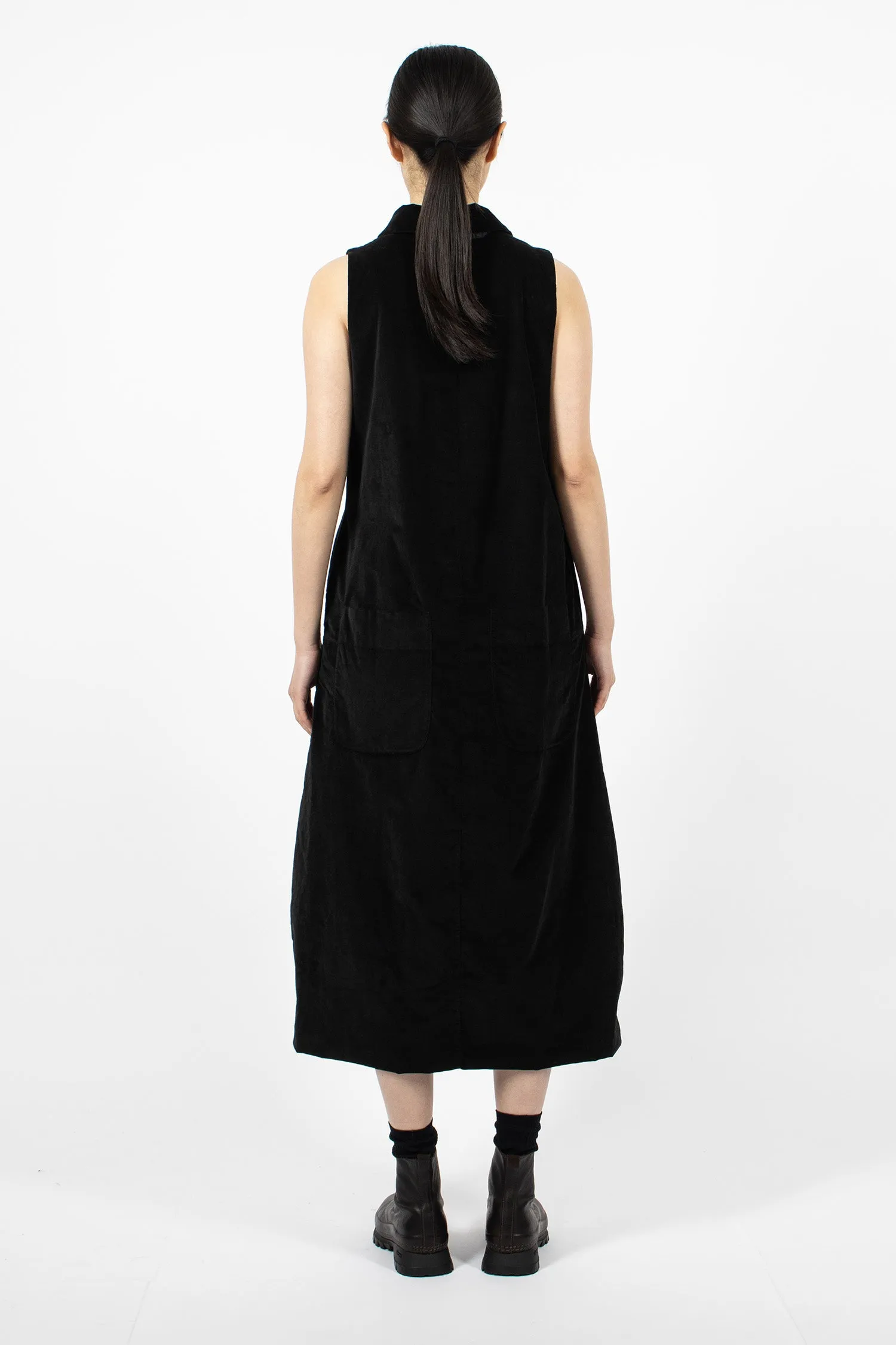 31_211 Velvet Long Sleeveless Dress Black