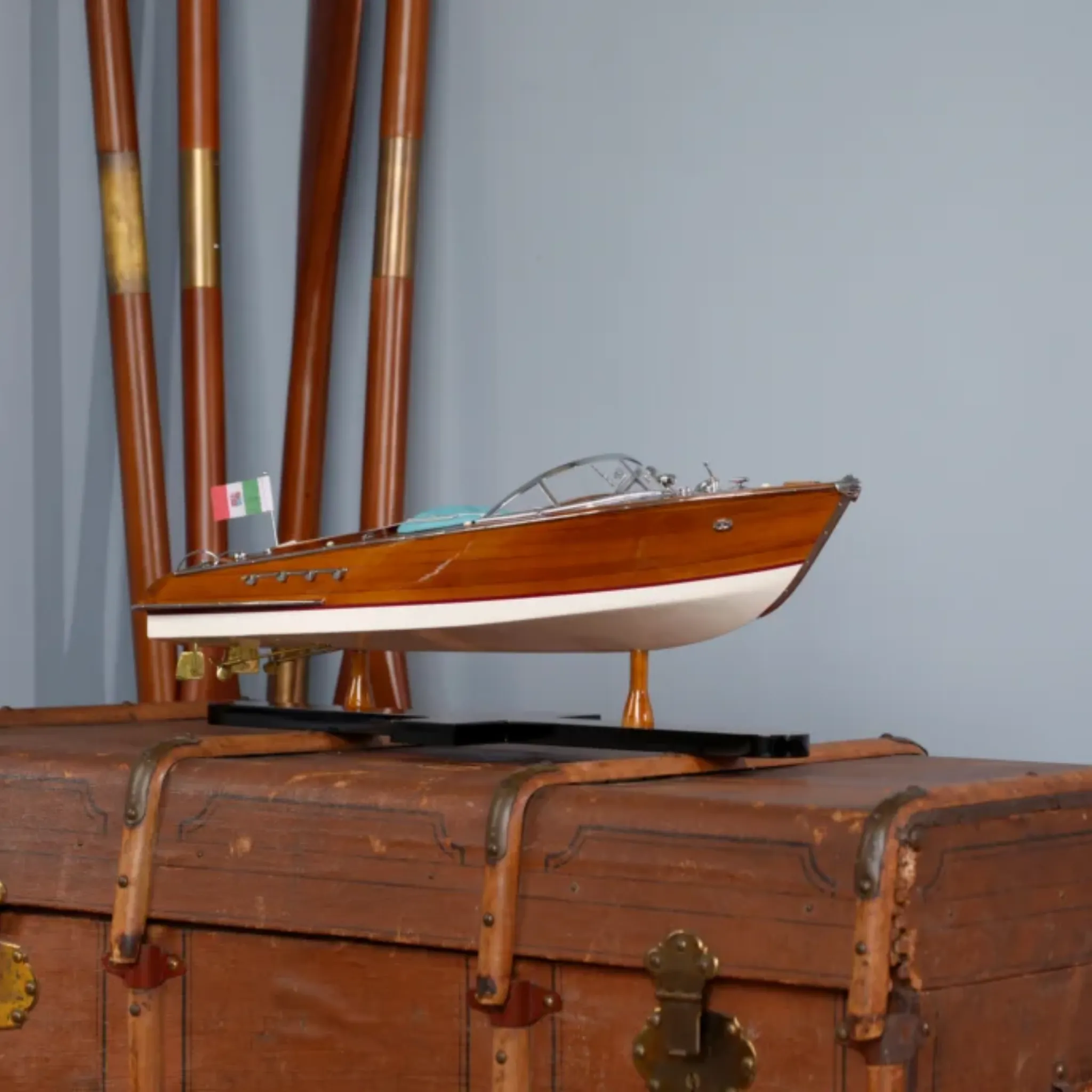 Aquarama Mahogany With Aqua Accents Boat Model