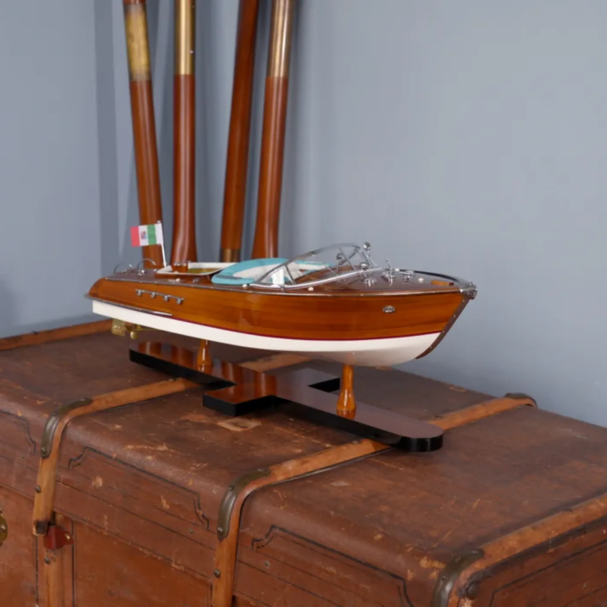 Aquarama Mahogany With Aqua Accents Boat Model