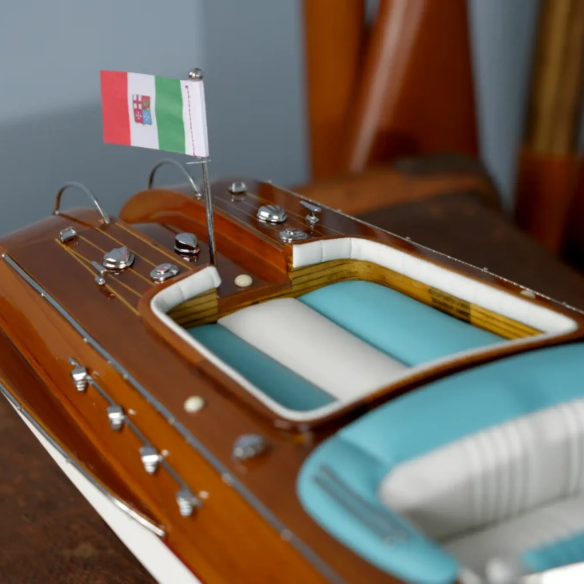 Aquarama Mahogany With Aqua Accents Boat Model