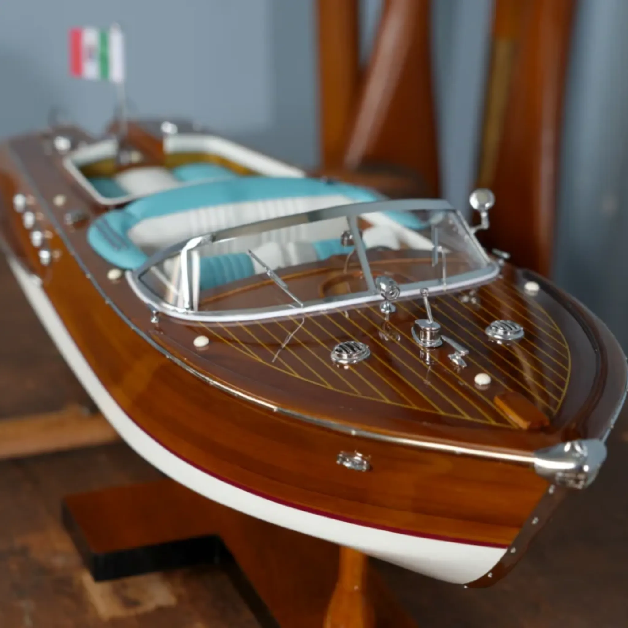 Aquarama Mahogany With Aqua Accents Boat Model