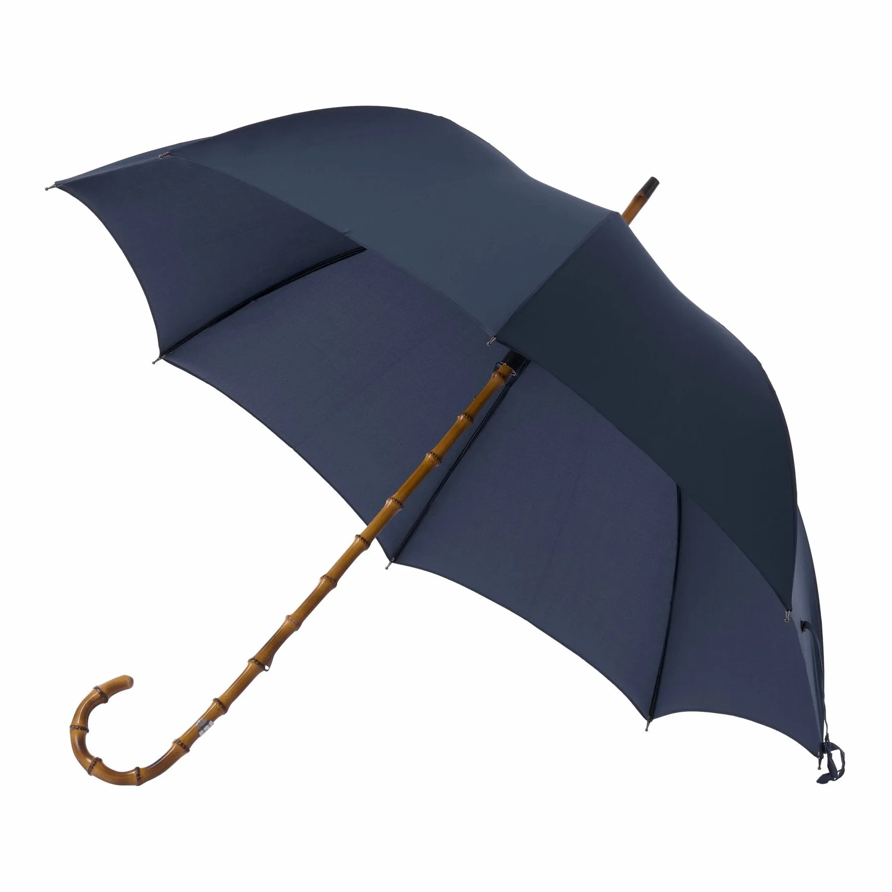 Bamboo-Handle Umbrella in Blue