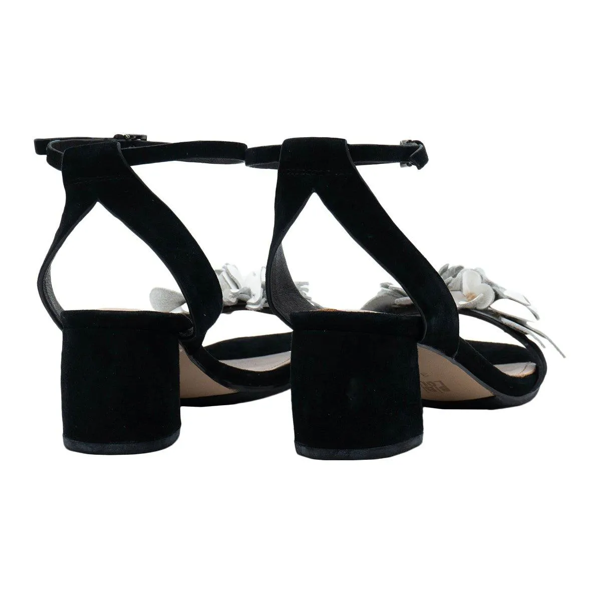 Bibilou Floral Ankle Strap High-Heel Shoes Black Colour For Women