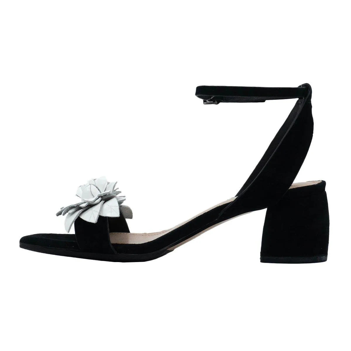 Bibilou Floral Ankle Strap High-Heel Shoes Black Colour For Women