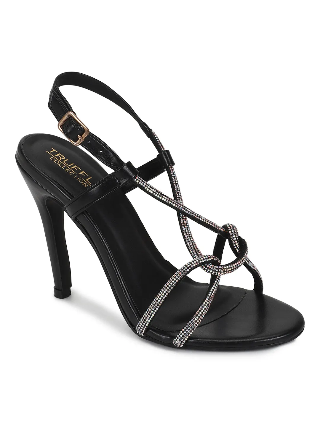 Black PU Strappy Stiletto Sandals (TC-ST-1333-BLK)