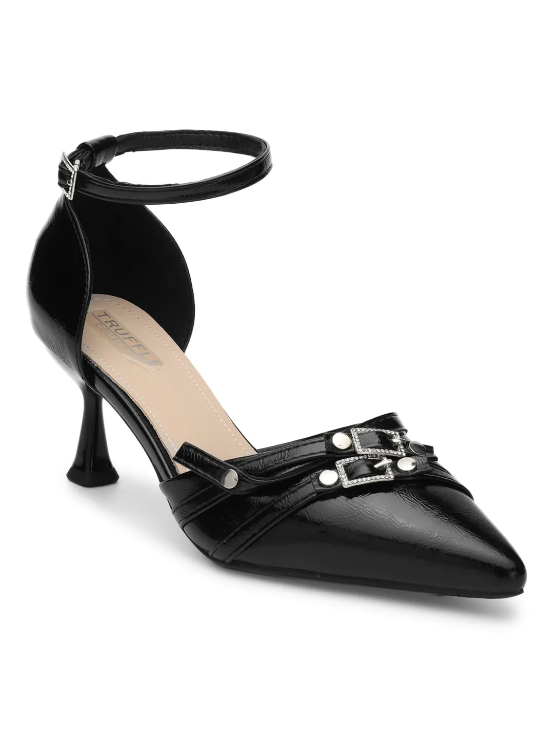 Black PU Stylish Stiletto Heel Pumps (TC-ML060-BLK)