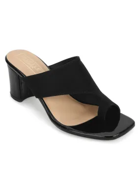 Black Suede Square Toe Mules