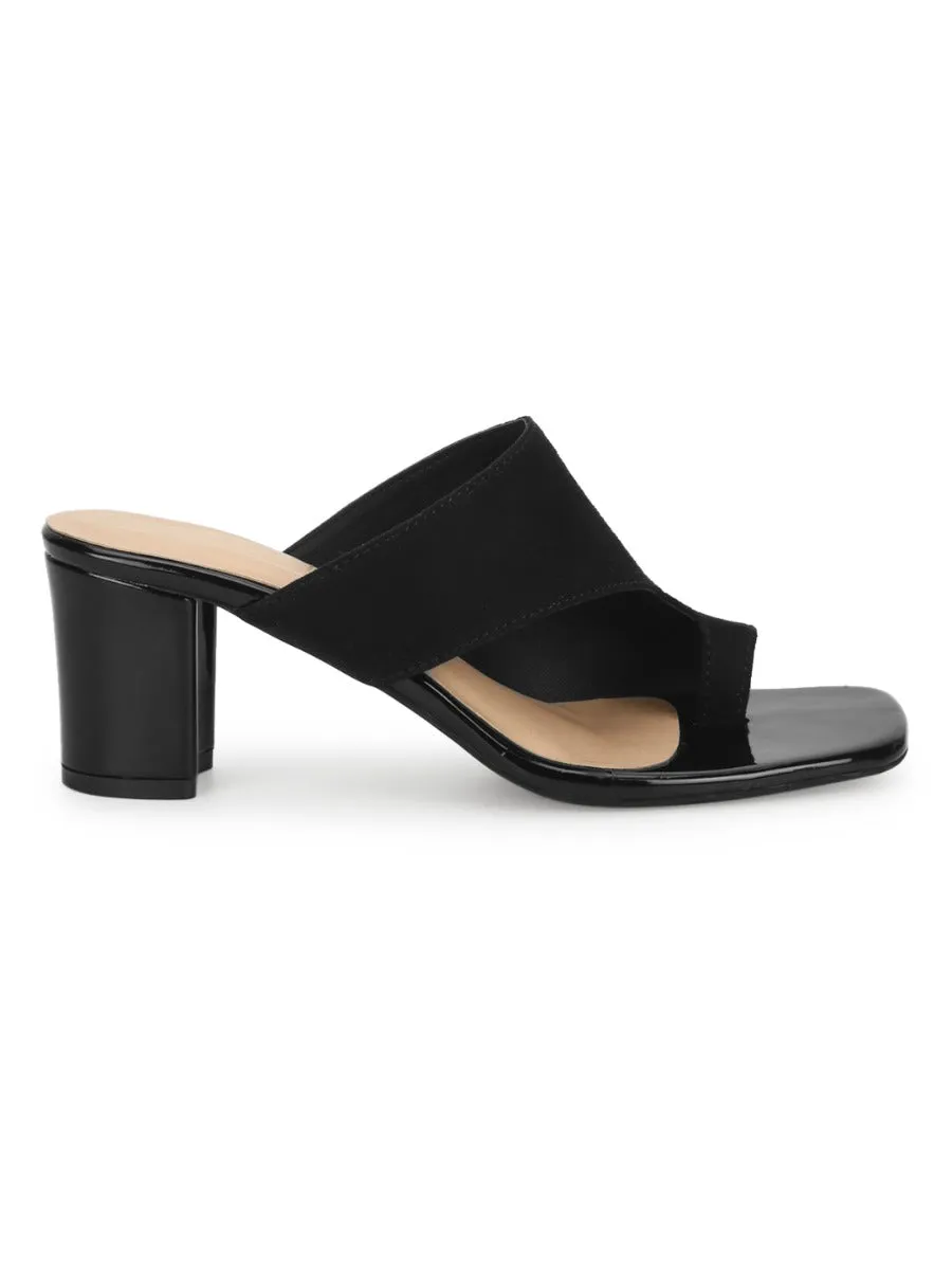 Black Suede Square Toe Mules