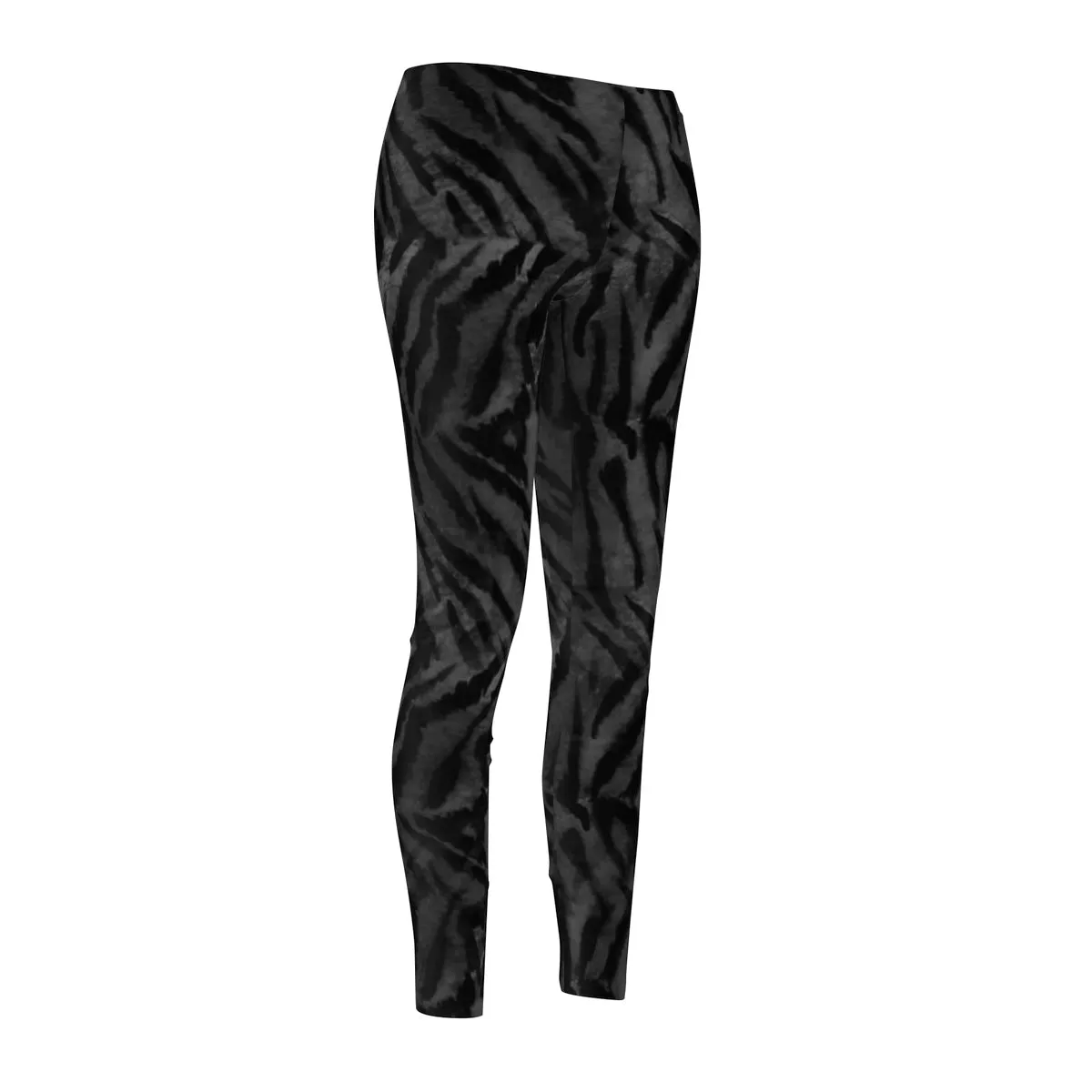 Black Tiger Striped Casual Leggings, Animal Print Women's Casual Leggings-Made in USA