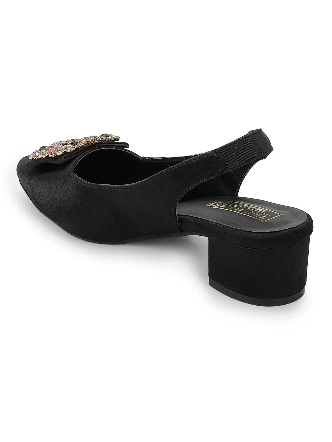 Black Velvet Block Sandals (TC-SLC-BL72-BLK)