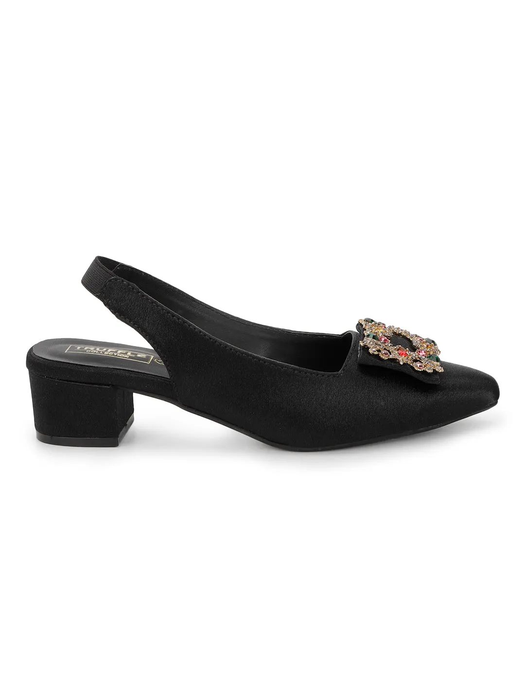 Black Velvet Block Sandals (TC-SLC-BL72-BLK)