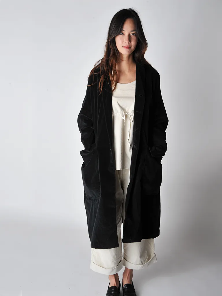 Black Velvet Loose Coat