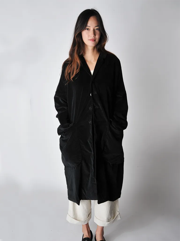 Black Velvet Loose Coat