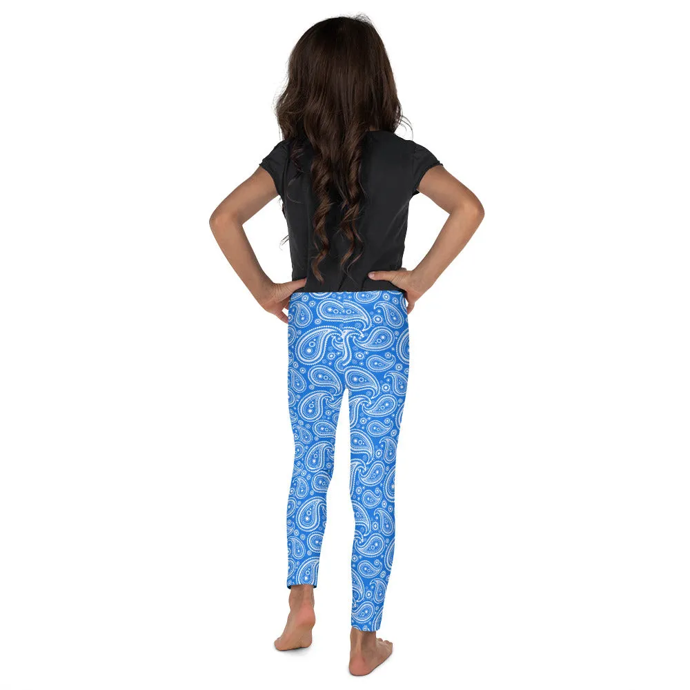 Blue & White Paisley Kid's Leggings