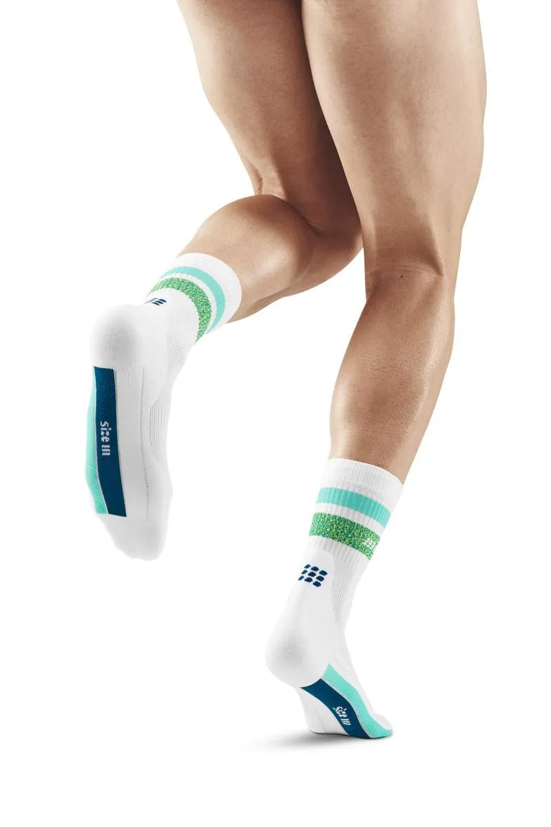 CEP Men's Miami Vibes 80's Socks Mid Cut - White/Green&Aqua