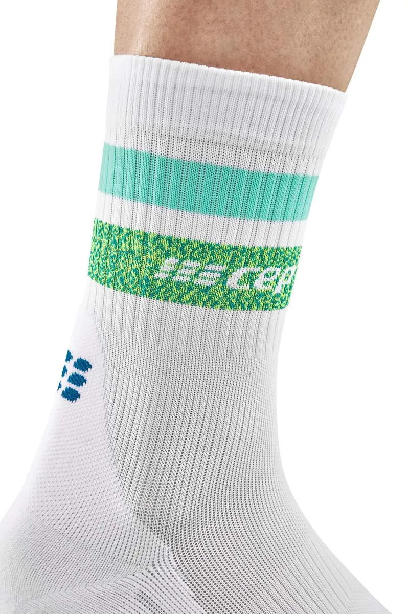 CEP Men's Miami Vibes 80's Socks Mid Cut - White/Green&Aqua