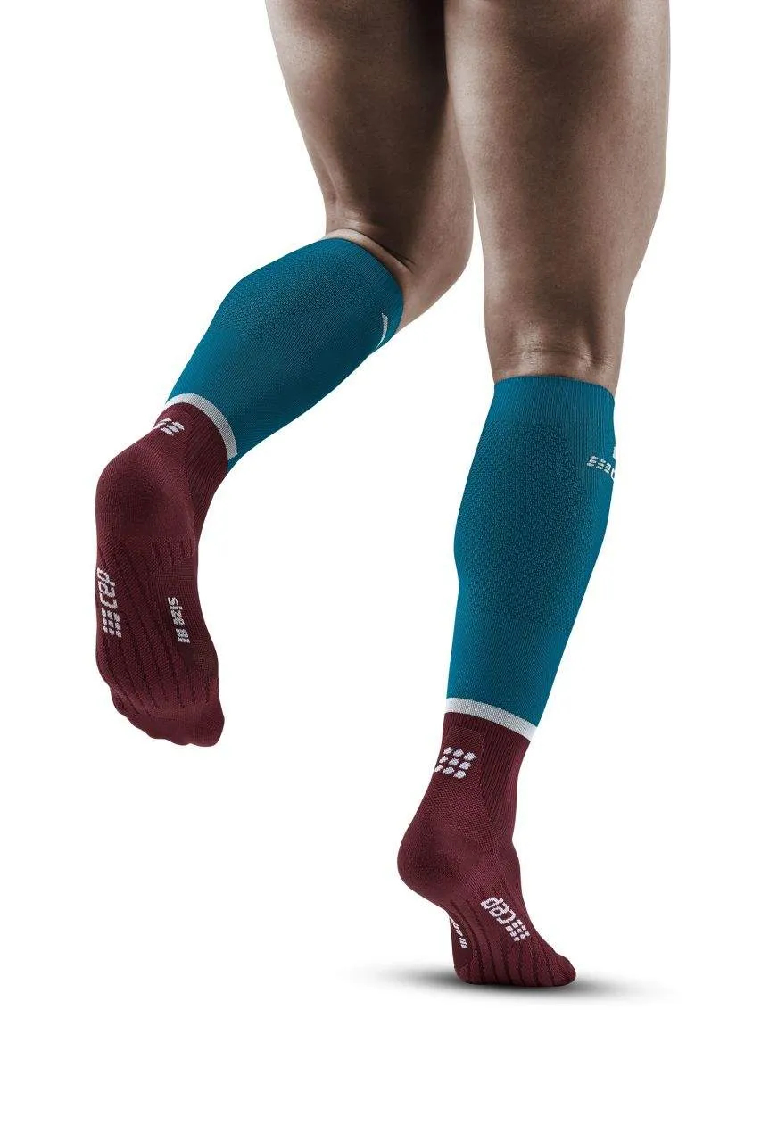 CEP Men's The Run Socks Tall v4 - Petrol/Dark Red