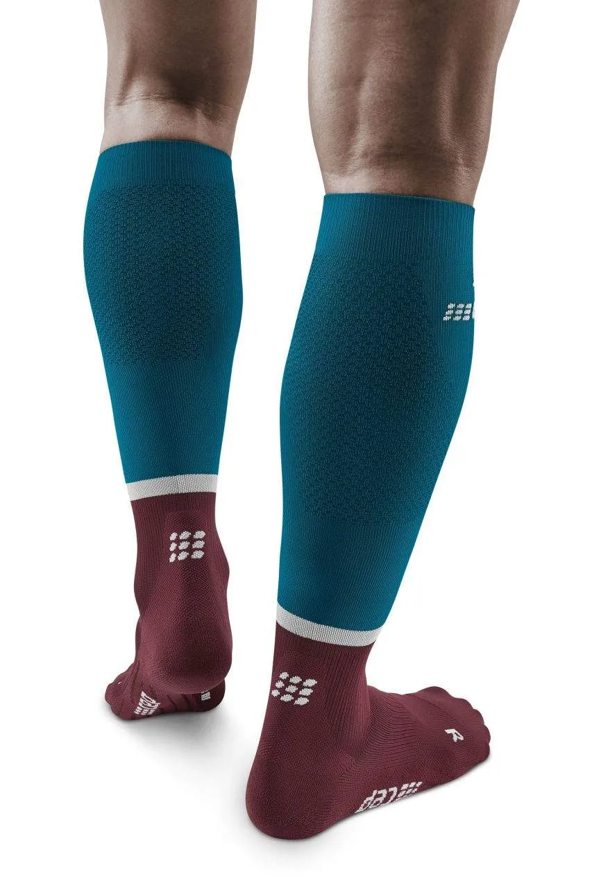 CEP Men's The Run Socks Tall v4 - Petrol/Dark Red