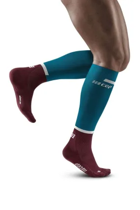 CEP Men's The Run Socks Tall v4 - Petrol/Dark Red