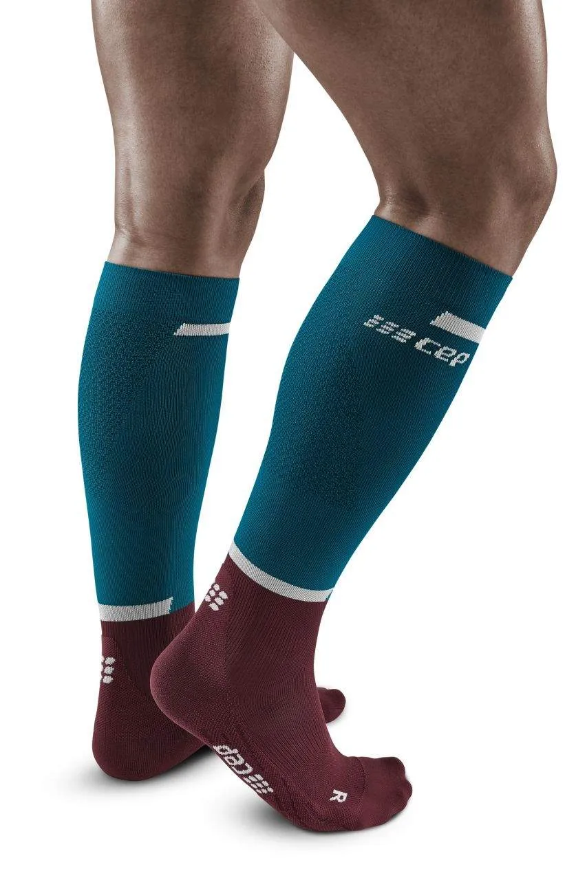 CEP Men's The Run Socks Tall v4 - Petrol/Dark Red