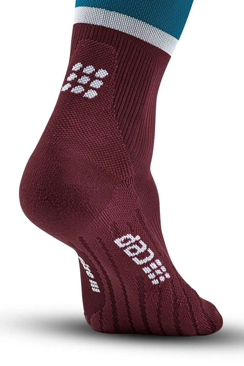 CEP Men's The Run Socks Tall v4 - Petrol/Dark Red