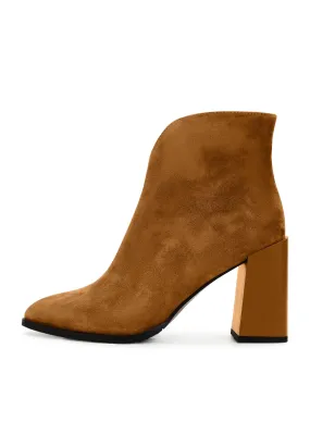 Classic Leather Block Heel Ankle Boots - Brown