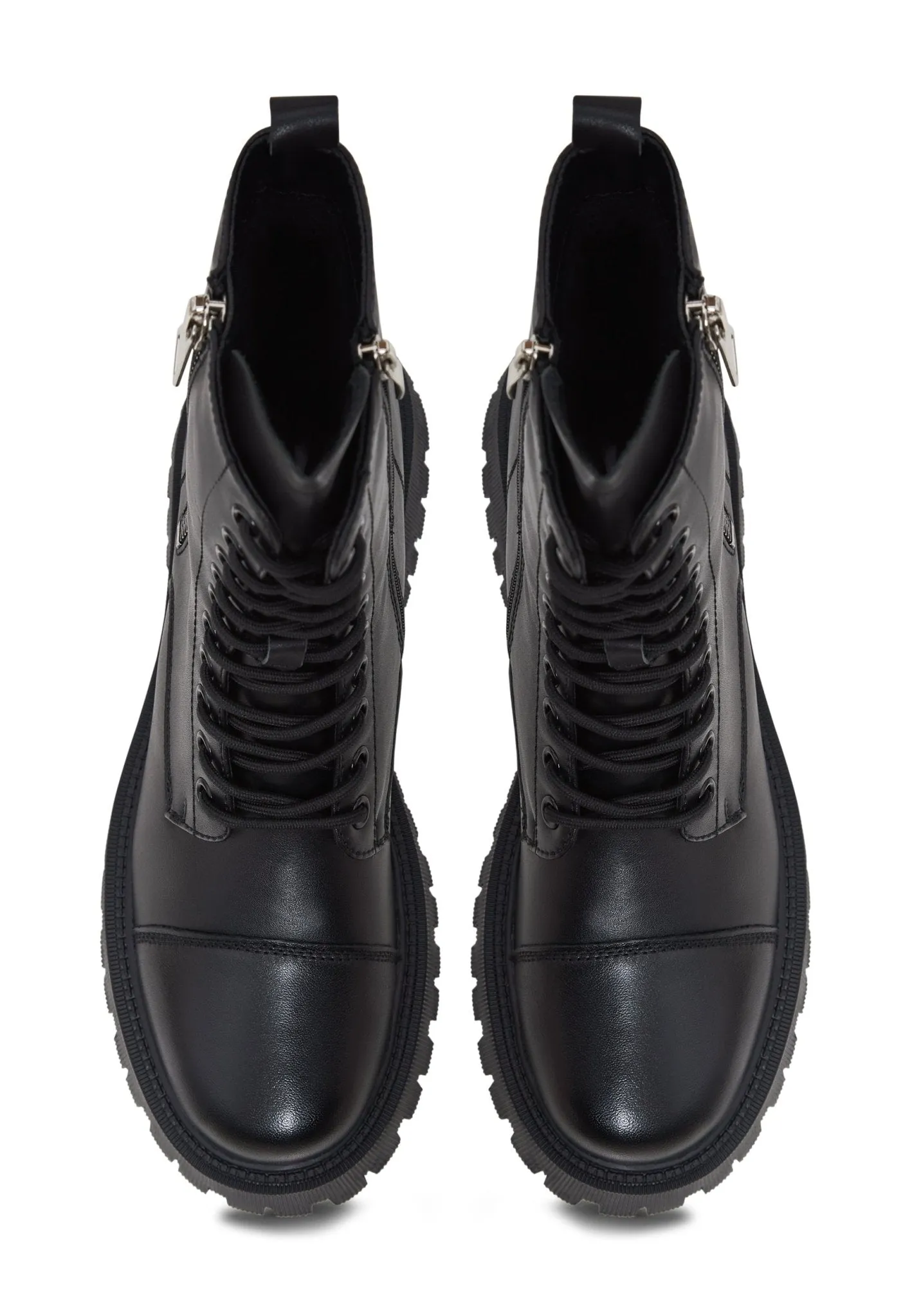 Classic Leather Platform Ankle Boots - Black