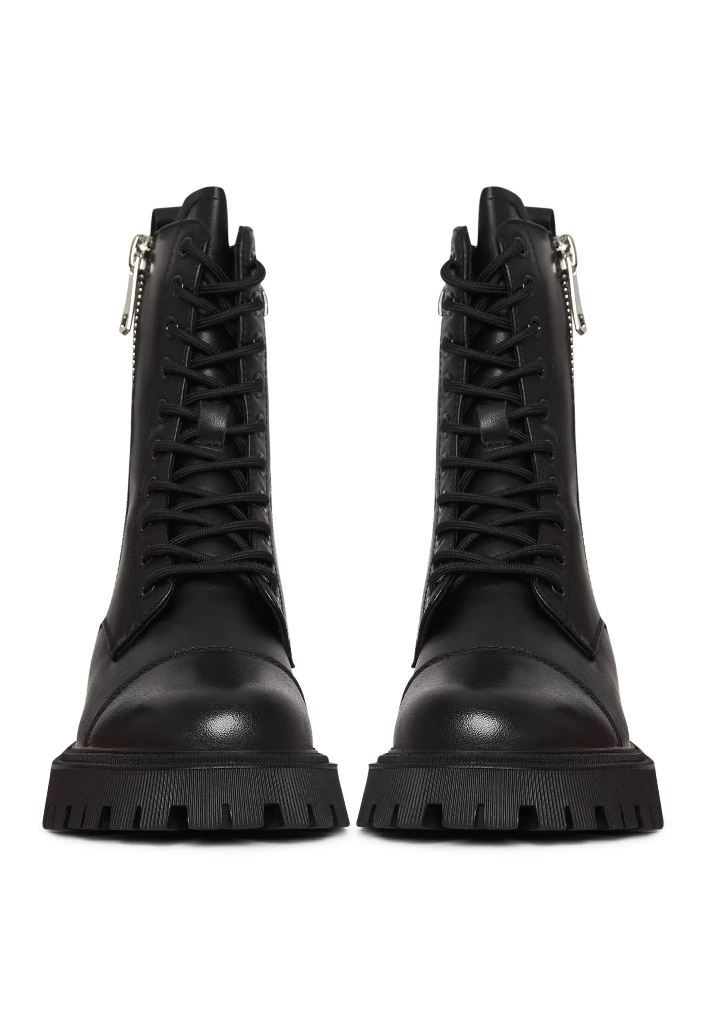 Classic Leather Platform Ankle Boots - Black