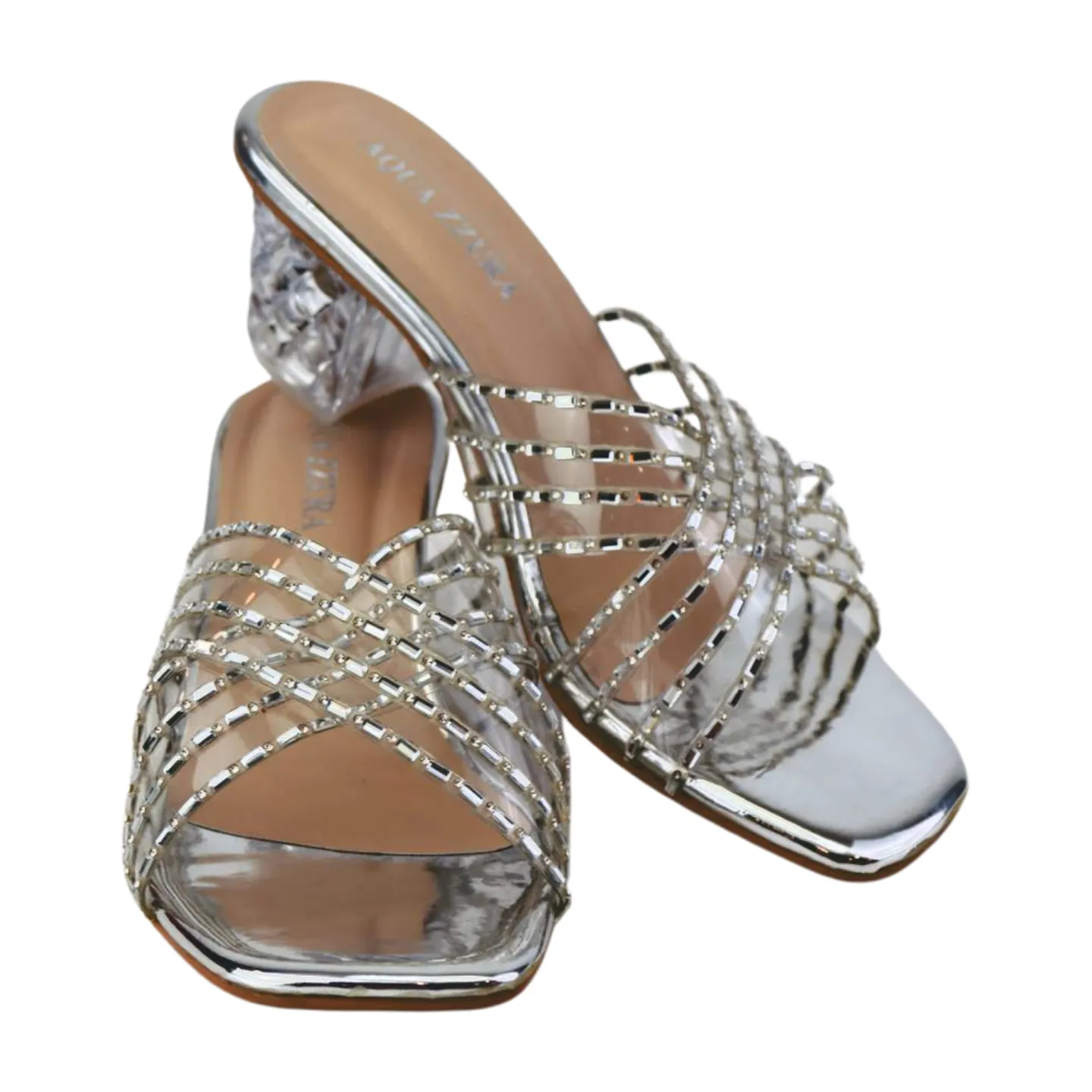 Clear Transparent Sandals with Rhinestones