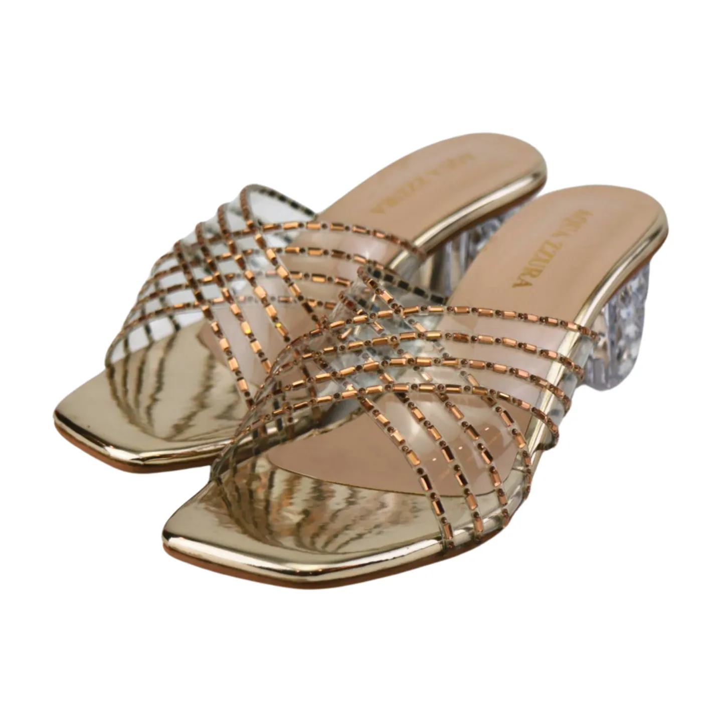 Clear Transparent Sandals with Rhinestones