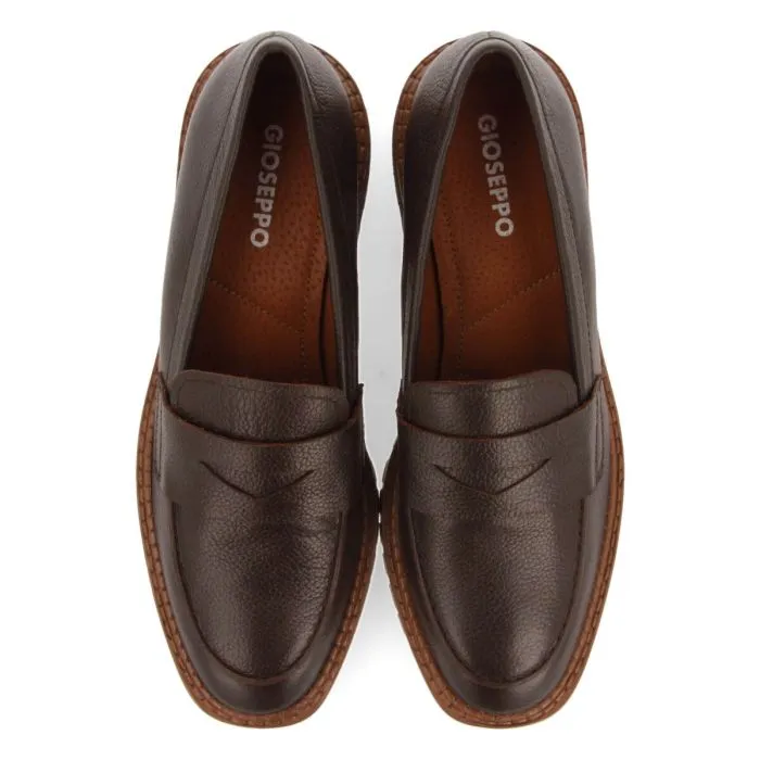 DARK BROWN LEATHER MOCCASINS WITH TRACK SOLES