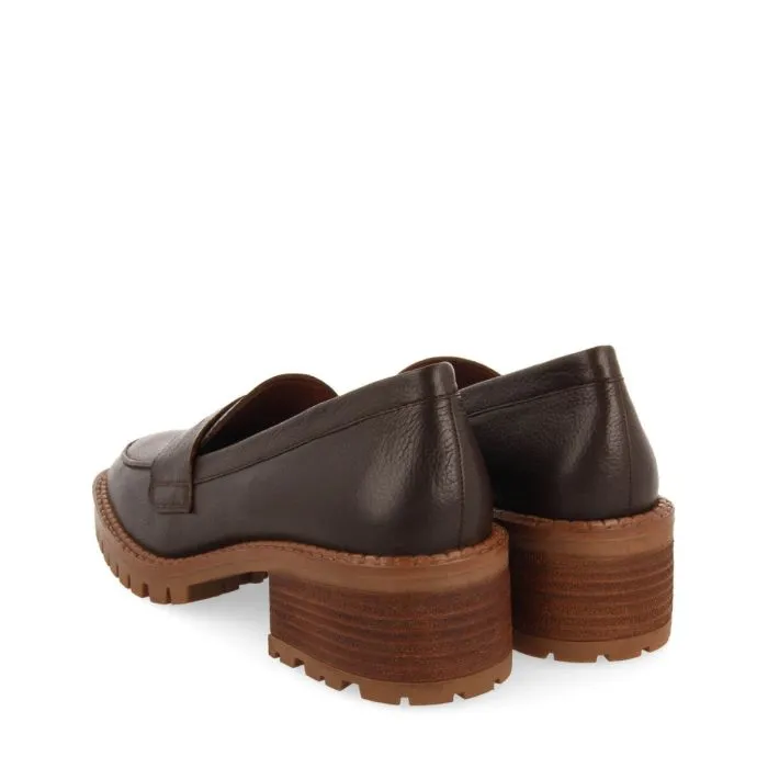 DARK BROWN LEATHER MOCCASINS WITH TRACK SOLES