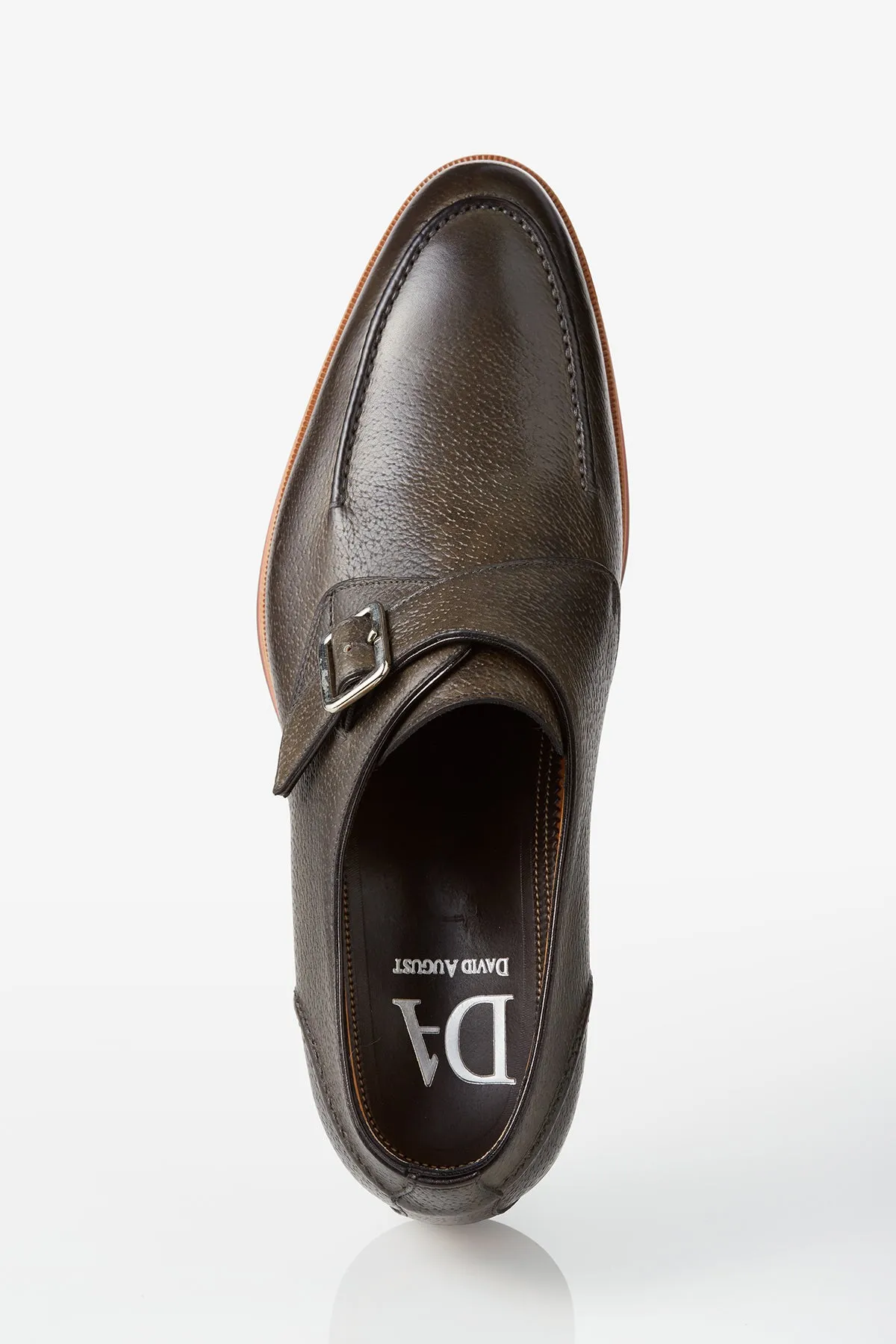 David August Leather Single Buckle Monk-strap Shoes in Graphite Grey