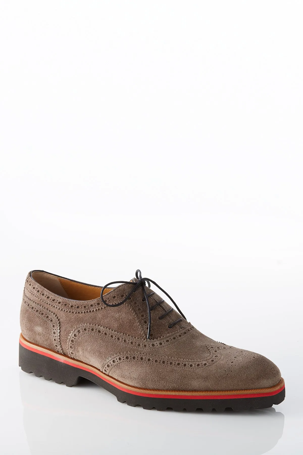 David August Suede Wingtip Brogues in Peltro