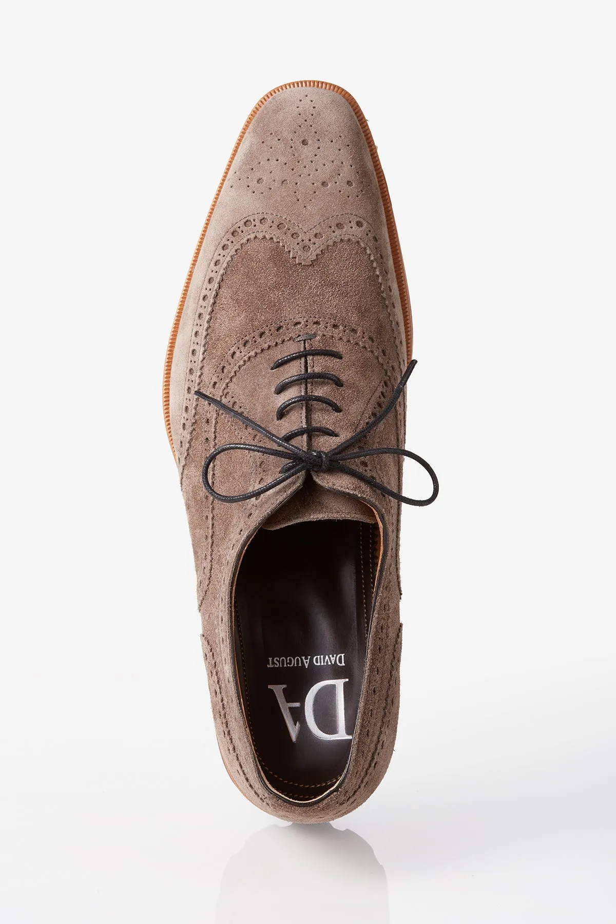 David August Suede Wingtip Brogues in Peltro