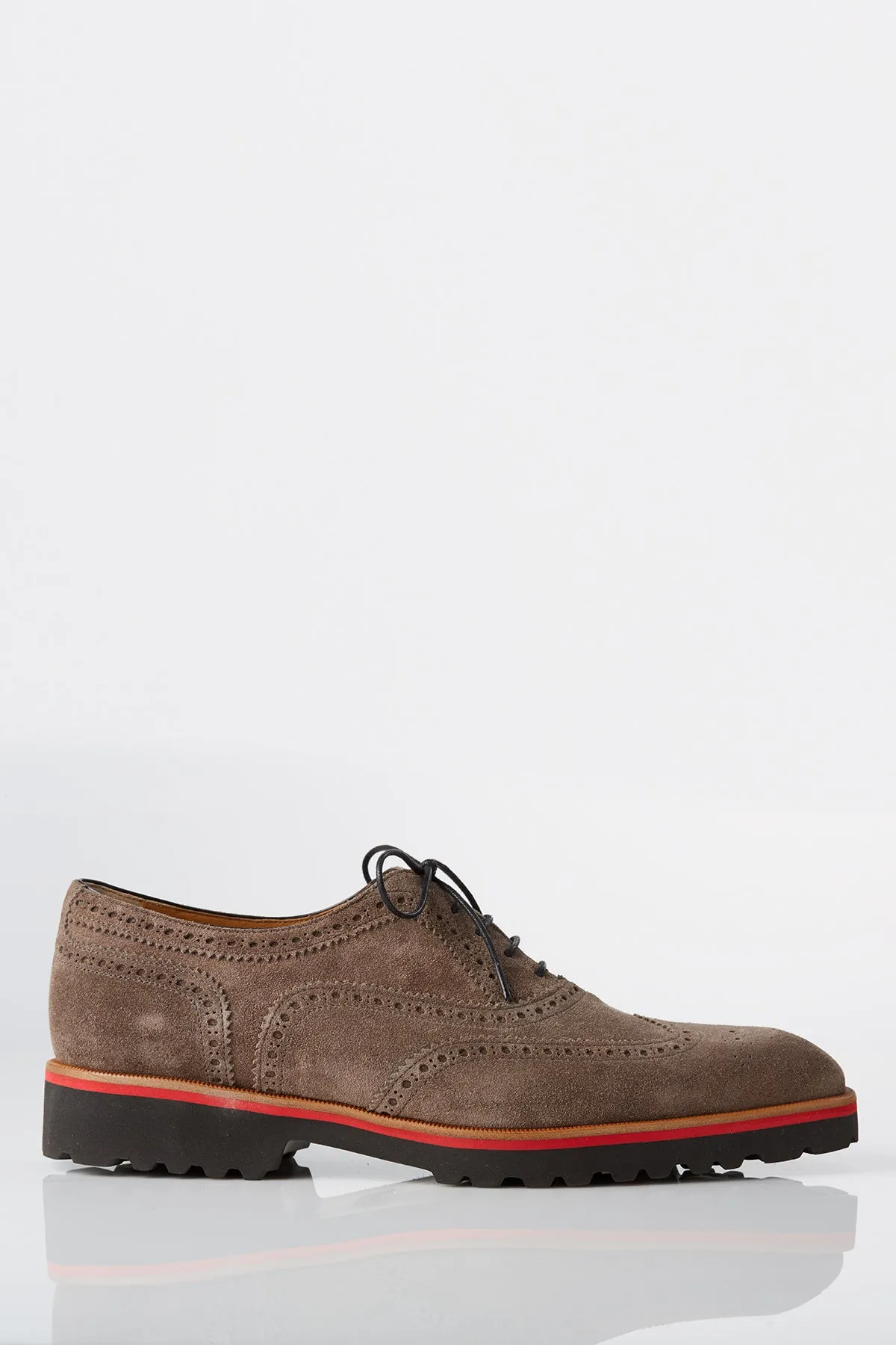 David August Suede Wingtip Brogues in Peltro