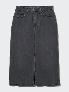 Denim narrow midi skirt