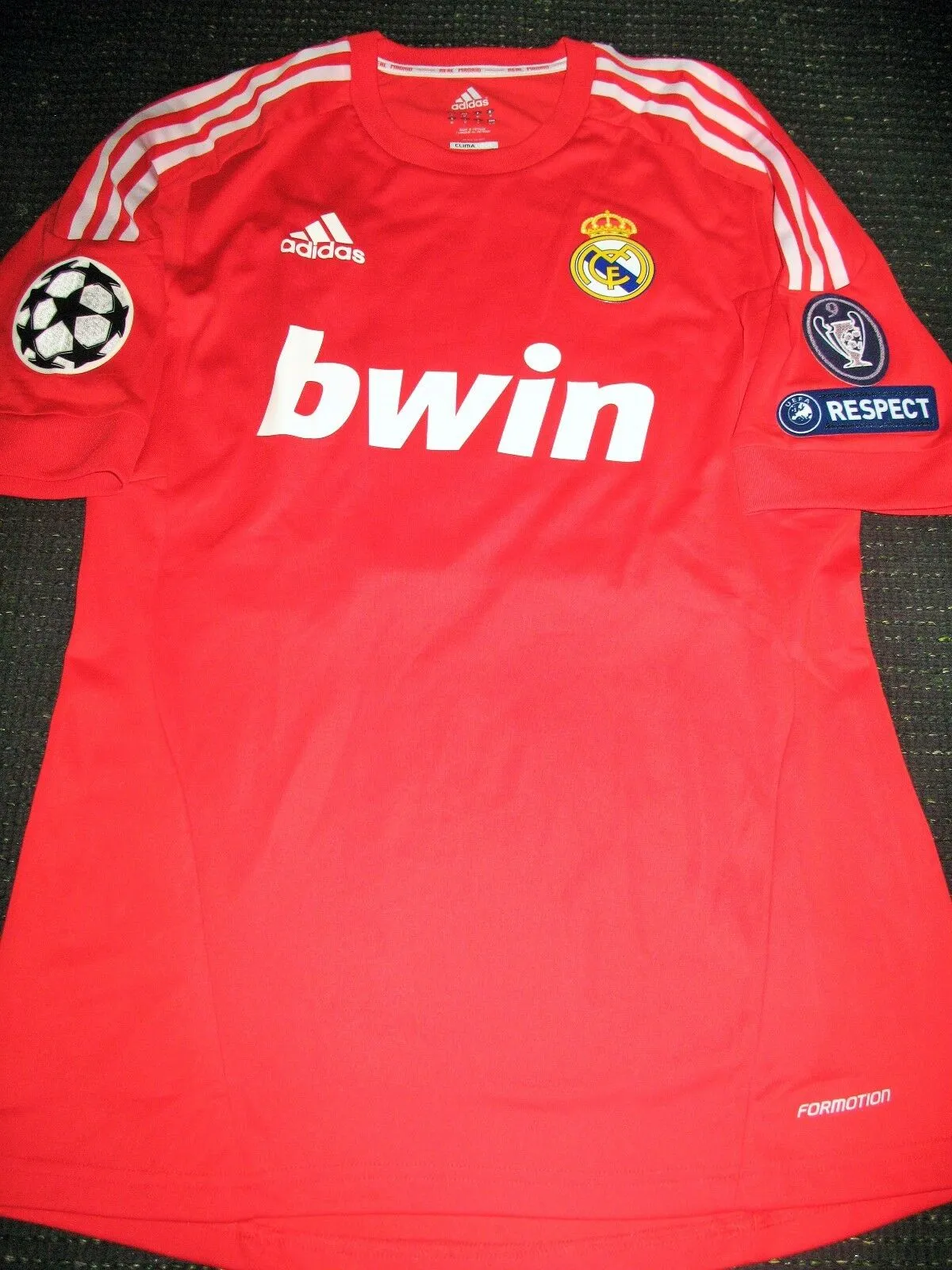 Di Maria Real Madrid MATCH WORN UEFA Red Jersey 2011 2012 Shirt Camiseta M