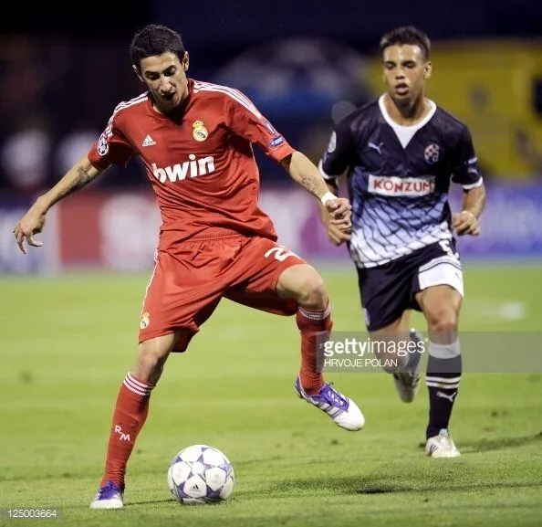 Di Maria Real Madrid MATCH WORN UEFA Red Jersey 2011 2012 Shirt Camiseta M