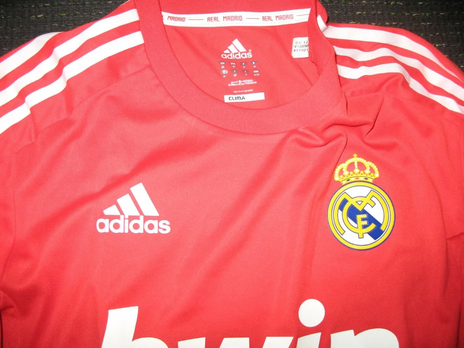 Di Maria Real Madrid MATCH WORN UEFA Red Jersey 2011 2012 Shirt Camiseta M