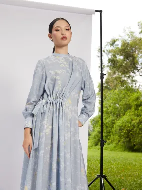 ENOLA GATHERED DRESS STEEL BLUE