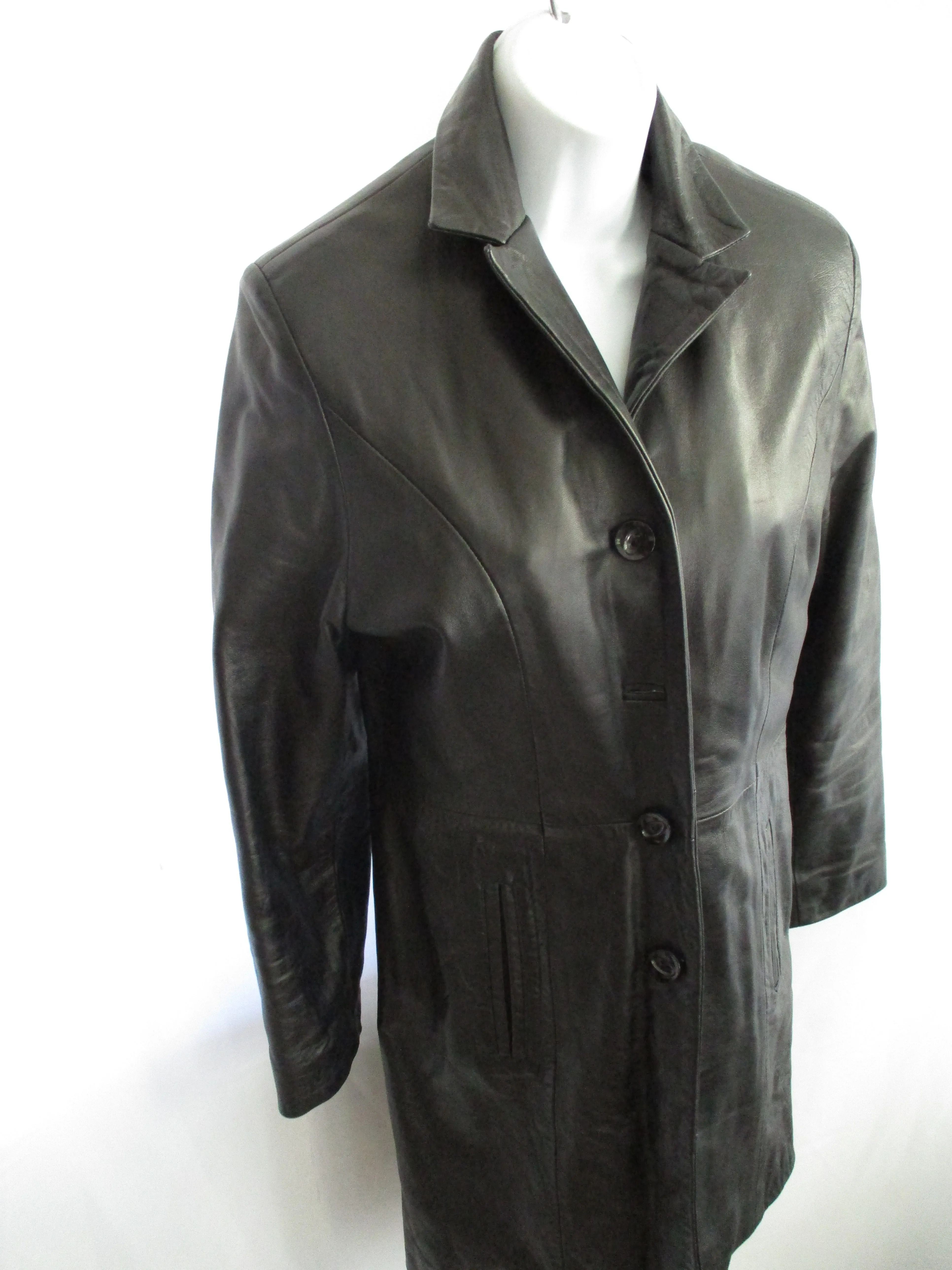 E.P. VERA PELLE LEATHER flight Moto Riding jacket coat BLACK Biker 40