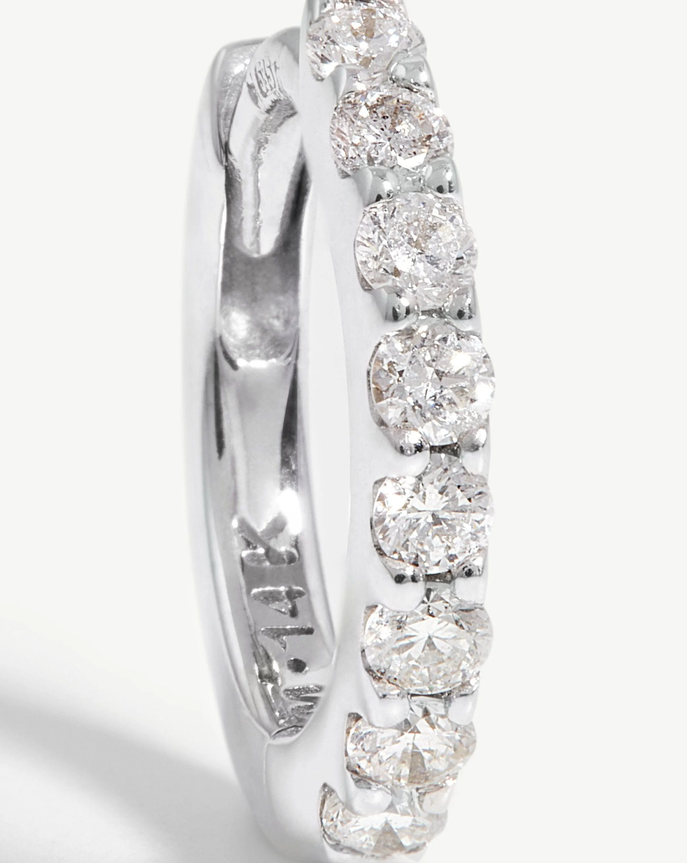 Fine Classic Diamond Huggies | 14k White Gold/Diamond