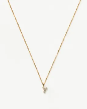 Fine Diamond Initial Mini Pendant Necklace - Y | 14ct Solid Yellow Gold Plated/Diamond