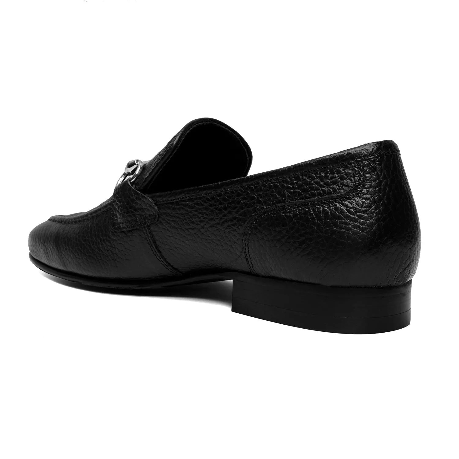 Flexible Back Comfortable Loafers in Black Textured Leather