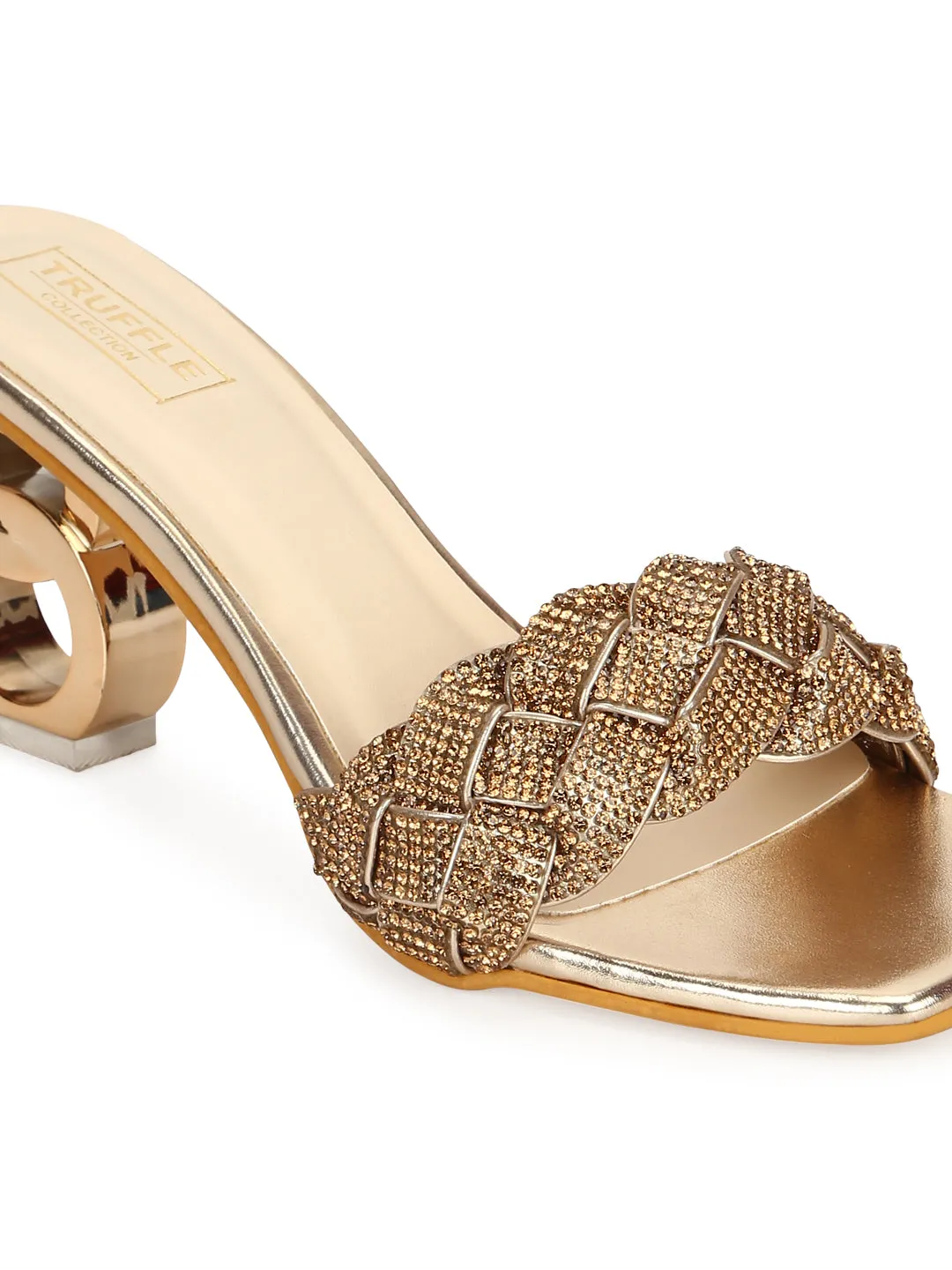 Gold Diamante PU Clear Heel Mules (TC-SLC-V80-GLD)