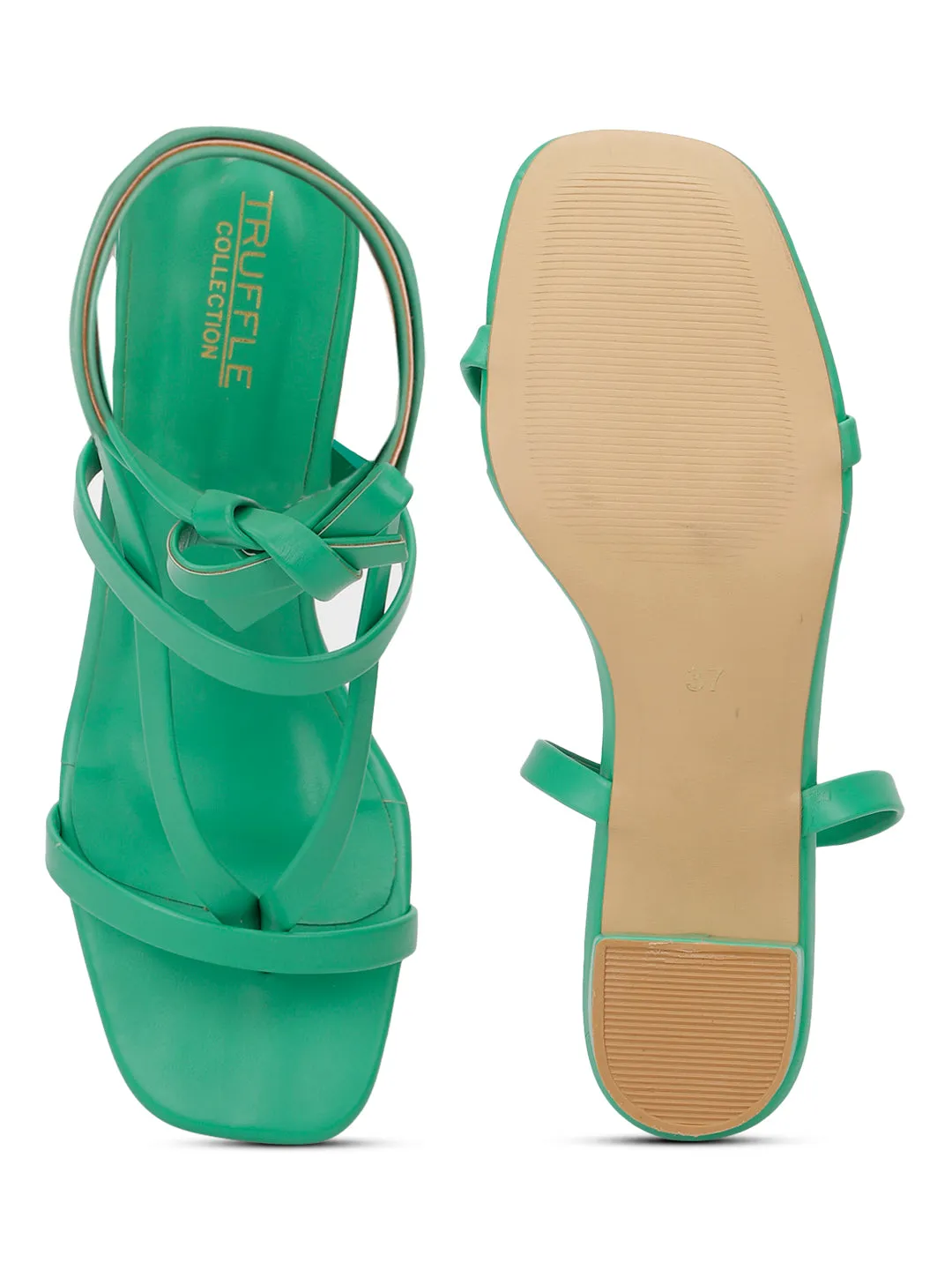 Green PU Lace-Up Block Sandals (TC-SLC-CR024-GRN)